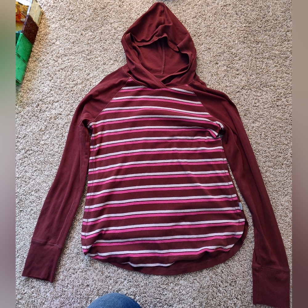 Eddie Bauer Striped Hooded Long Sleeve Top
